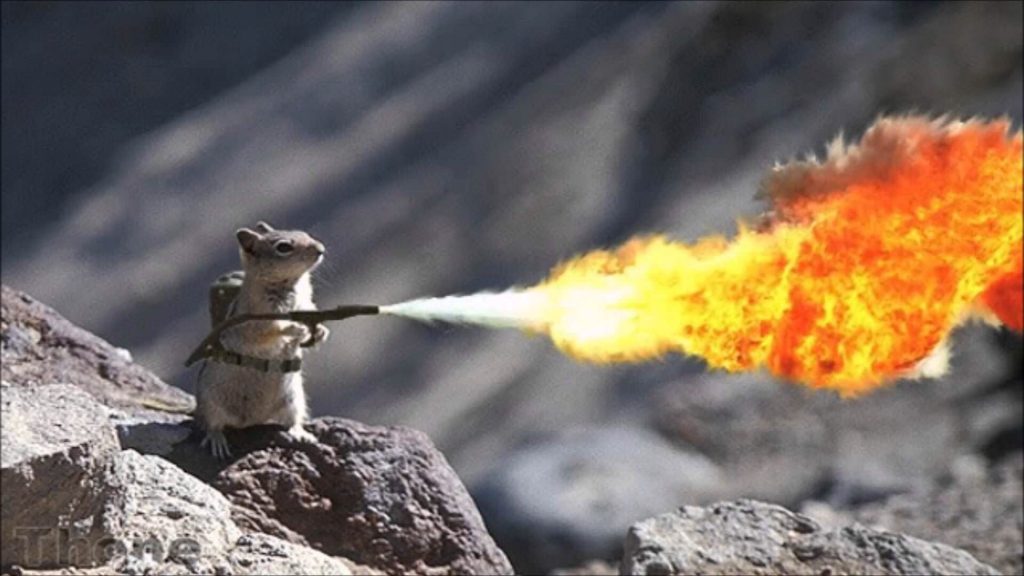 rodent with a flame thrower