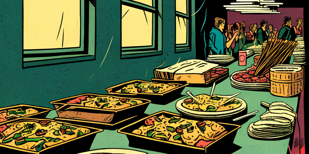 Various food at a social event