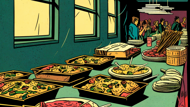 Catering Various food at a social event
